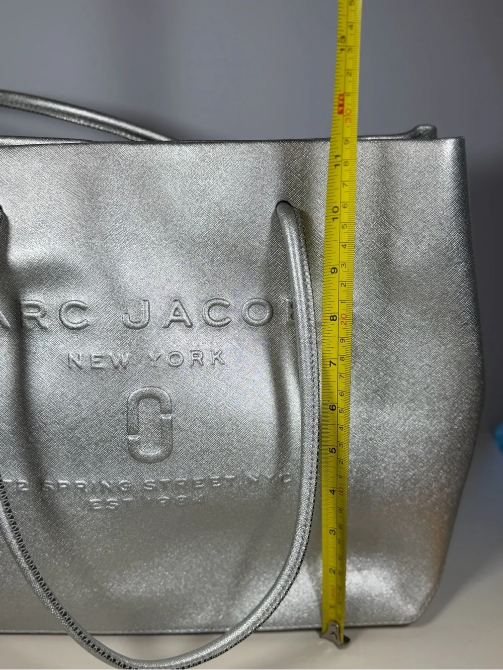 Marc Jacobs Metallic Silver Embossed Logo Tote